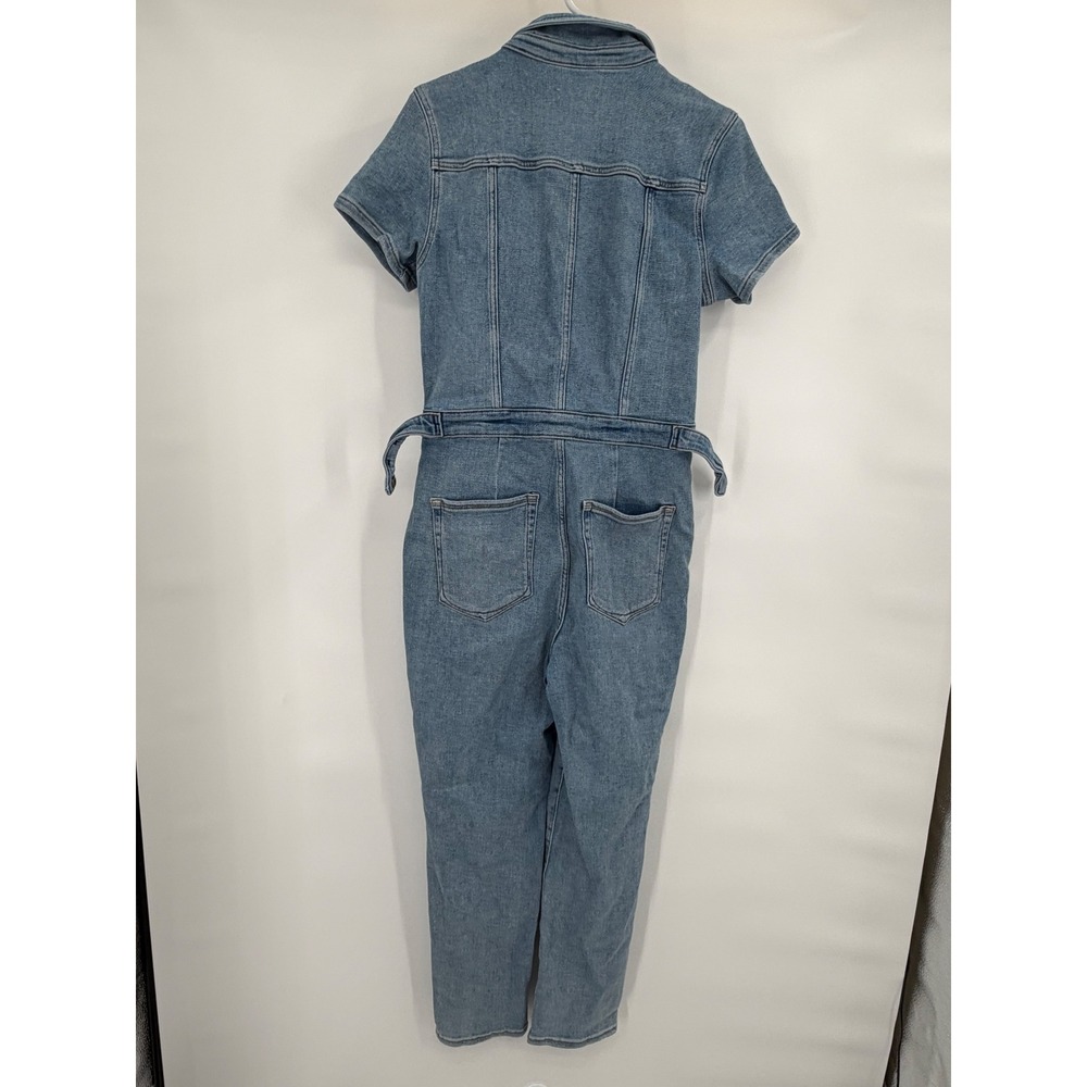 Good American Denim Jumpsuit Women Size L Blue Short Sleeve Utility Boiler Suit - Picture 2 of 7